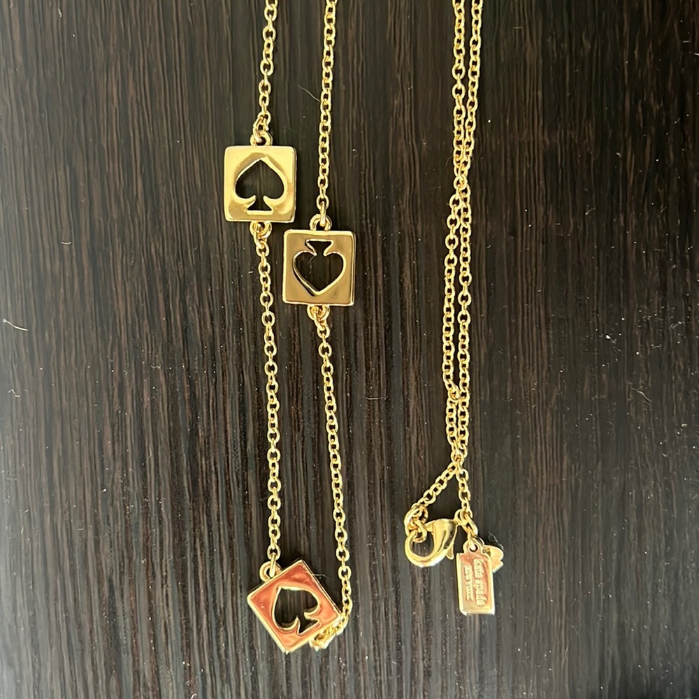 Kate Spade Iconic Gold Plated Necklace With Cutout Spades